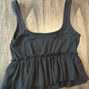 Forever 21 Black Ruffled Smocked Tank Top